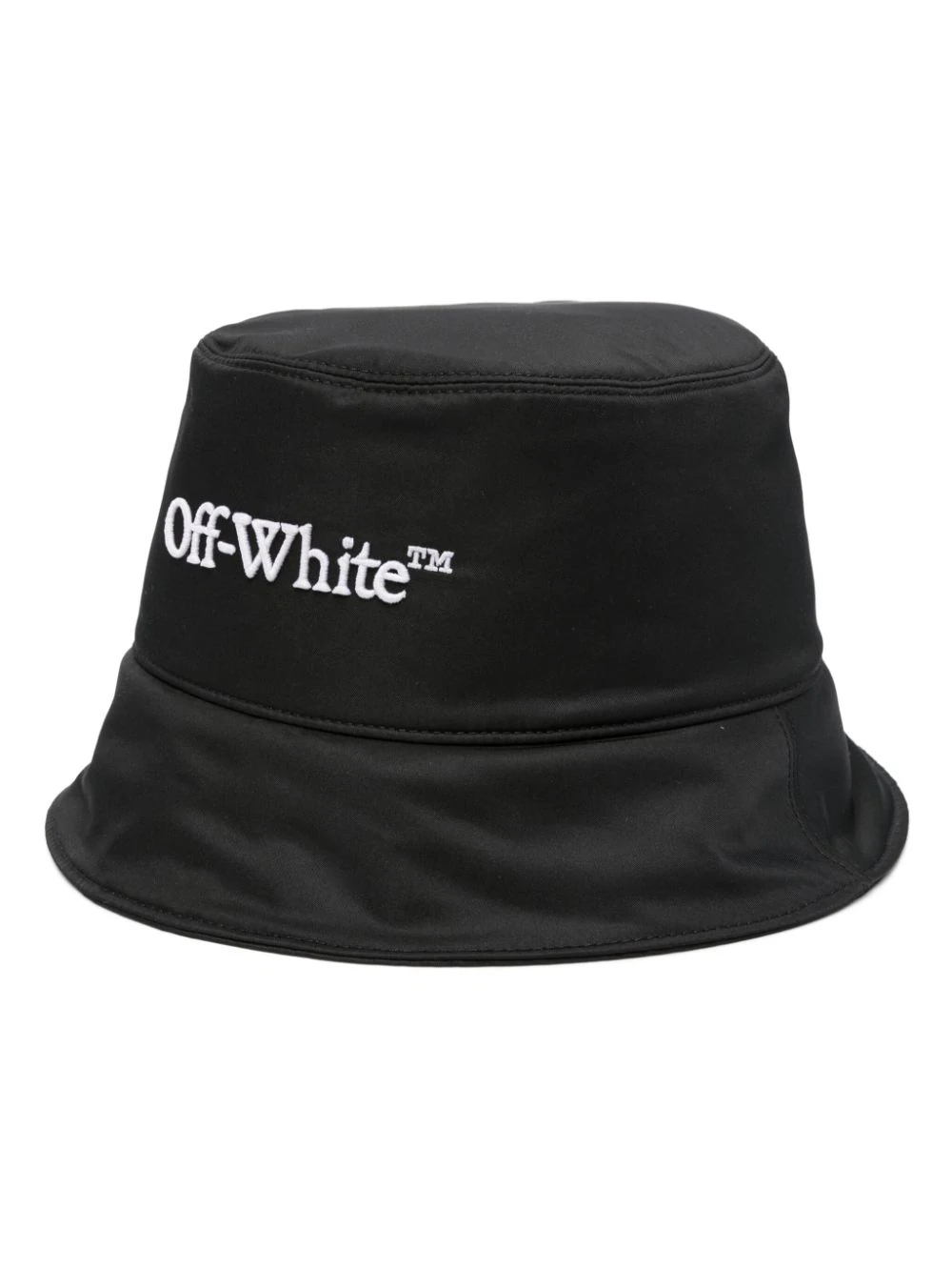 Off-white Sleek Black Bucket Hat With Embroidered Text