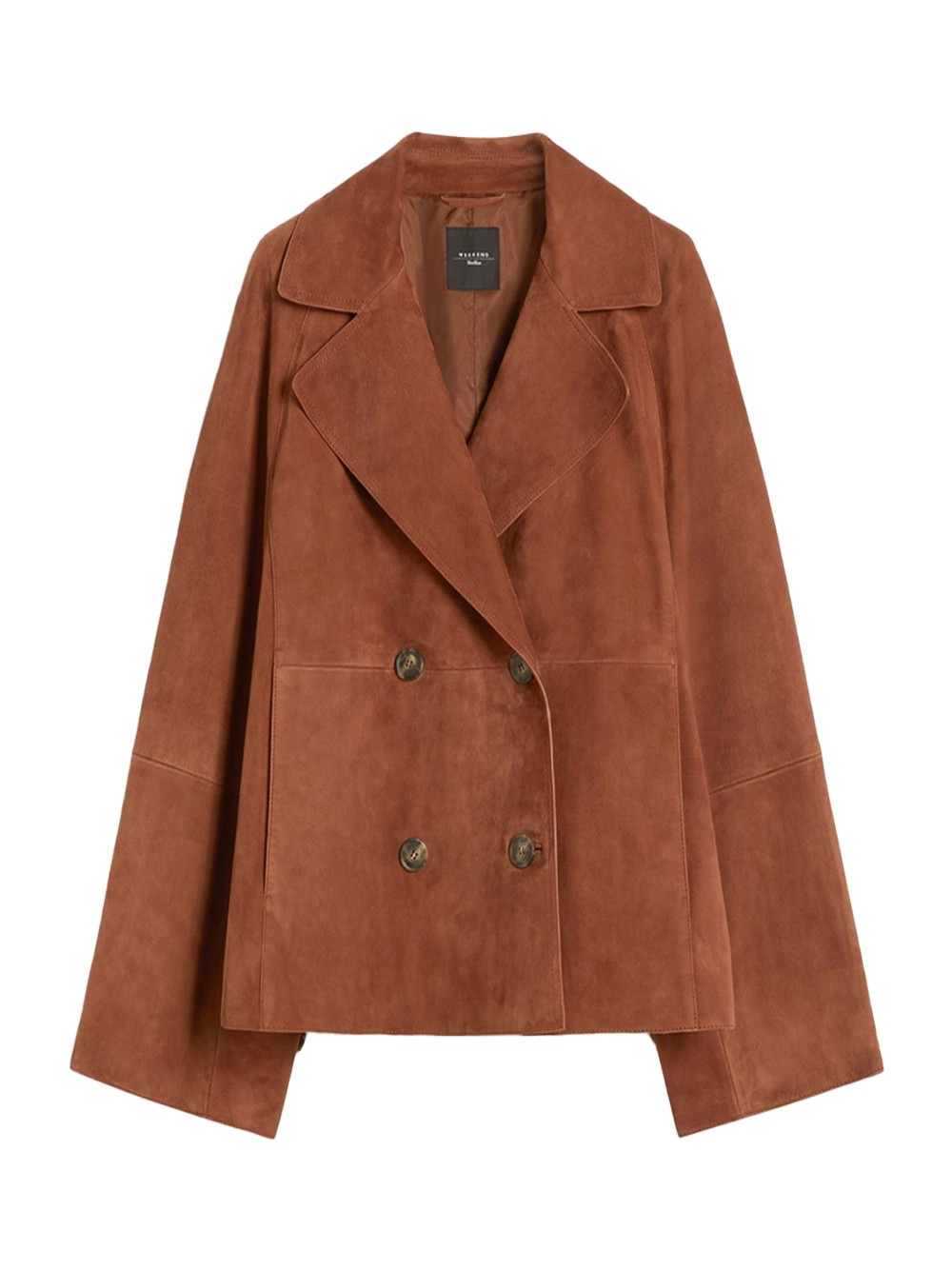 Double Breasted Suede Jacket Terracotta