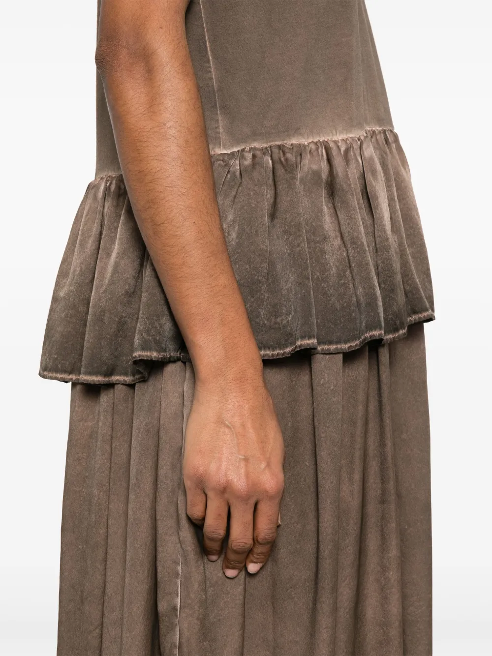 Uma Wang Dudi Ruffle-setailed Midi Dress Brown In Brown