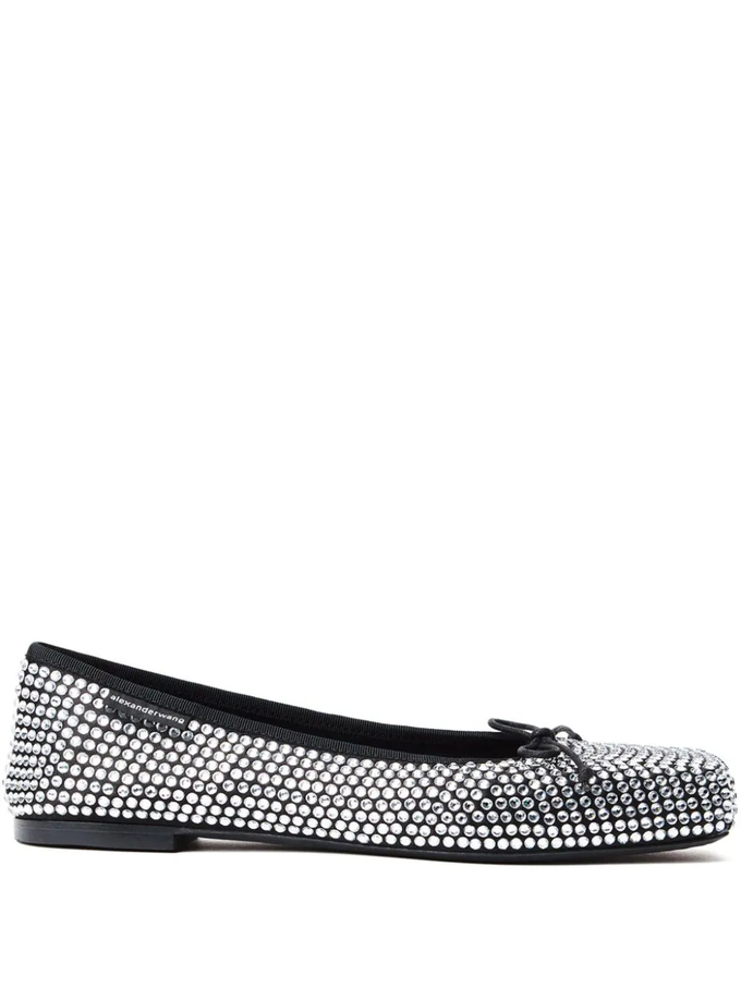 Billie Ballerina Flat Crystal Black/White