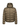 Close-up of the fabric and construction of Moncler khaki brown hooded quilted jacket