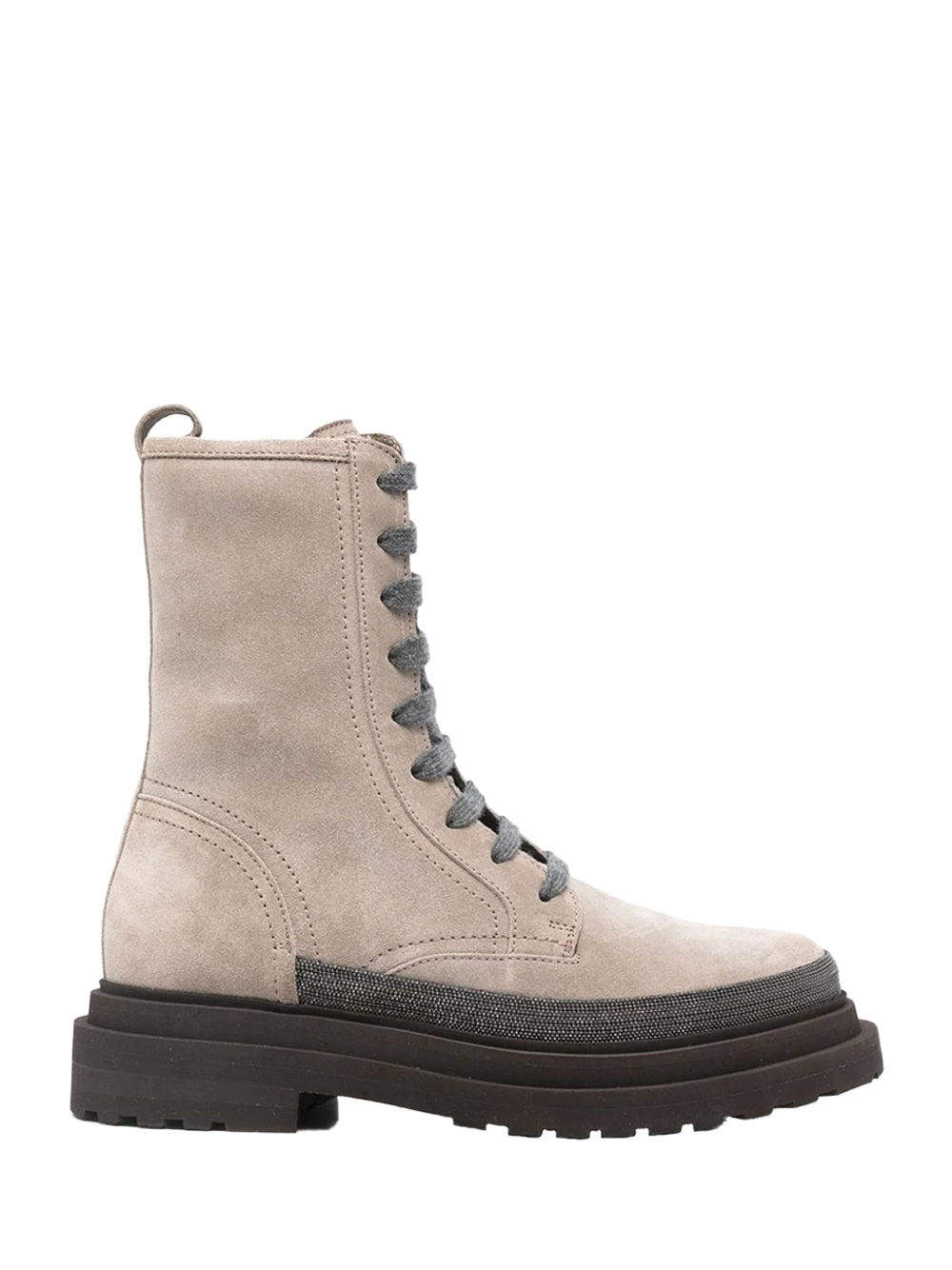 Brunello Cucinelli Women Monili Suede Boots Beige