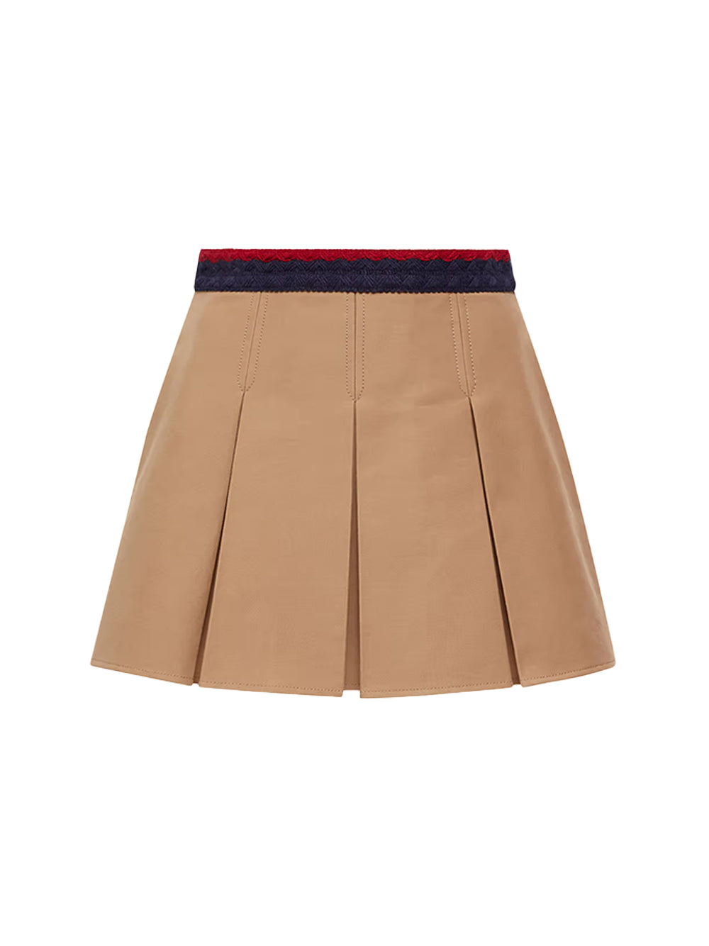 Cotton Gabardine Pleated Mini Skirt