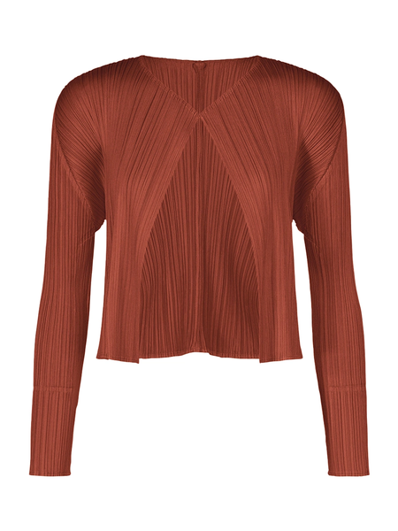 Issey Miyake Pleats Please September Colors Cardigan Red Brown