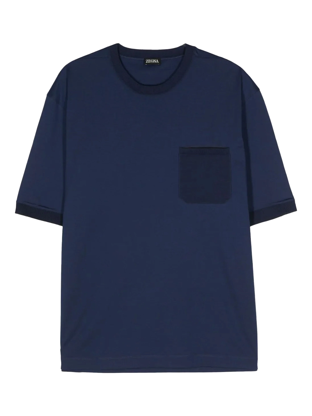 Ribbed Trim Cotton T Shirt