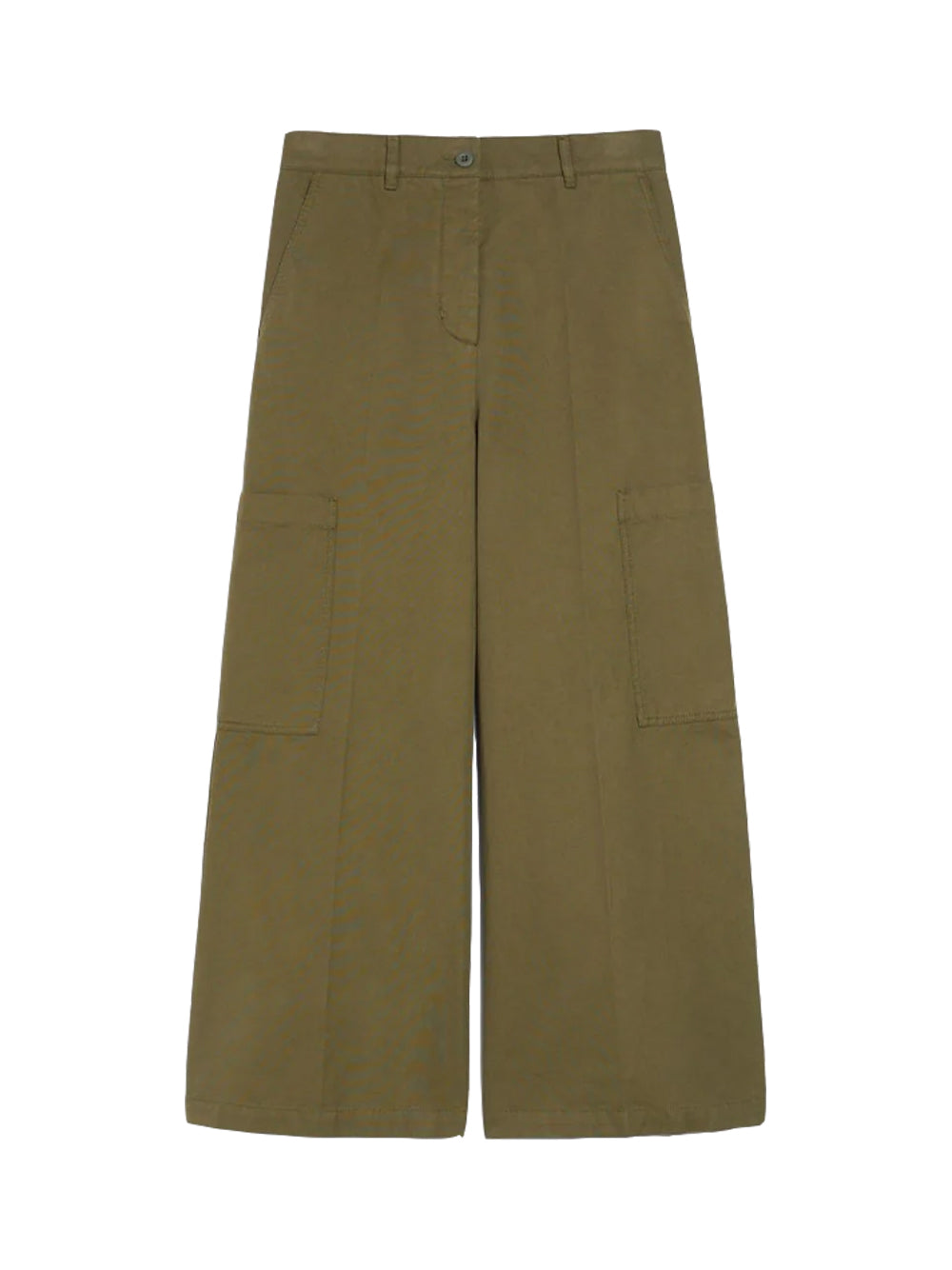Maxmara Weekend Cotton Canvas Quiz Trousers Khaki