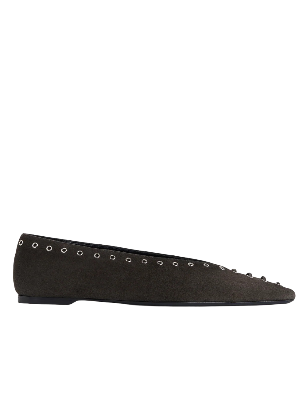 Totême Lace-up Eyelet-embellished Suede Ballet Flats