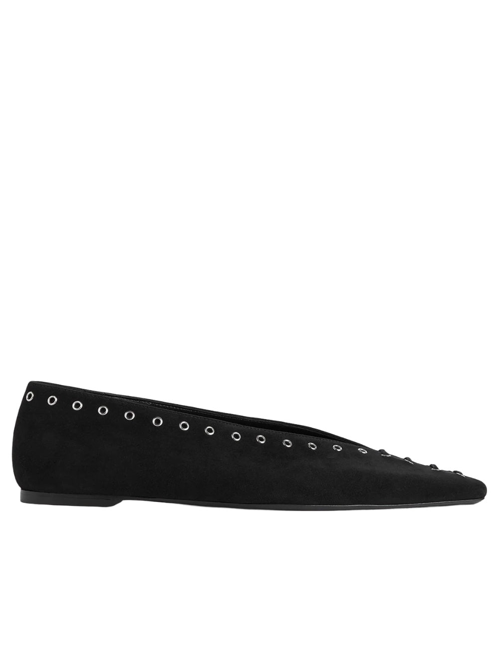 Totême Lace-up Eyelet-embellished Suede Ballet Flats