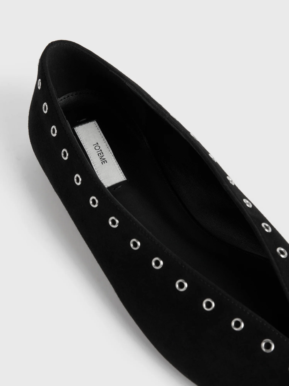 Totême Lace-up Eyelet-embellished Suede Ballet Flats