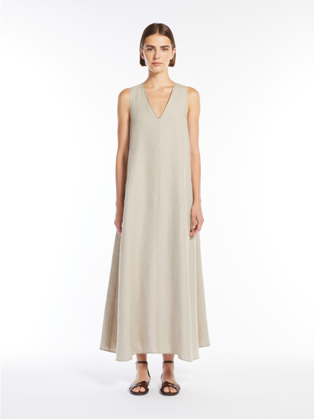 Max Mara Flared Silhouette Sleeveless V-neck Dress