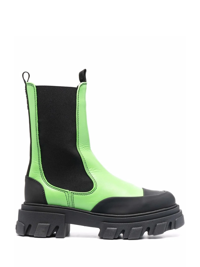 Leather Mid-Calf Chelsea Boots Flash Green