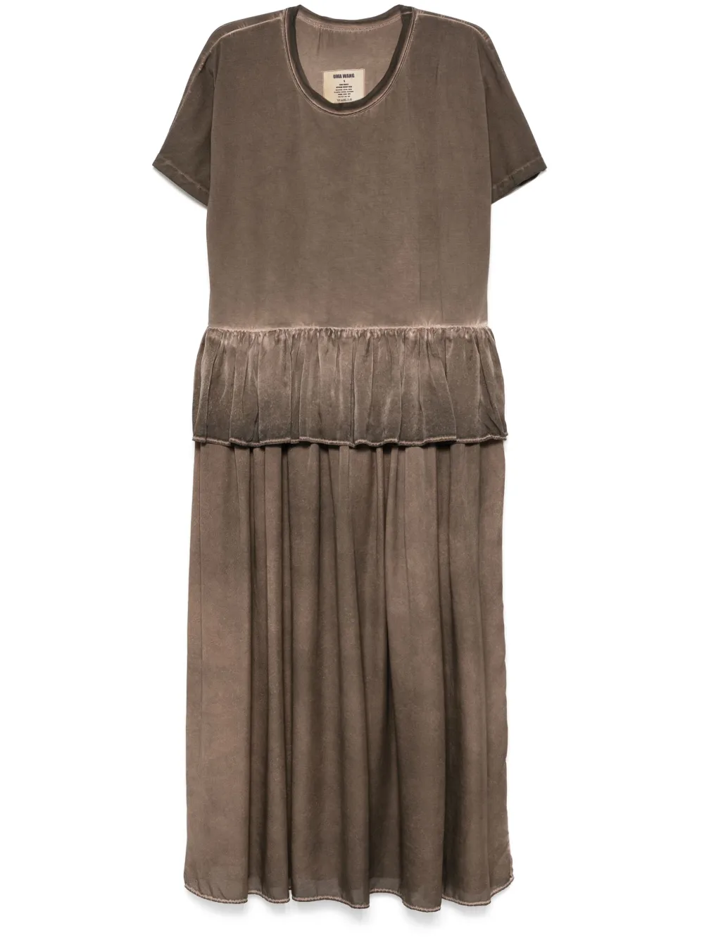 Uma Wang Dudi Ruffle-setailed Midi Dress Brown In Brown