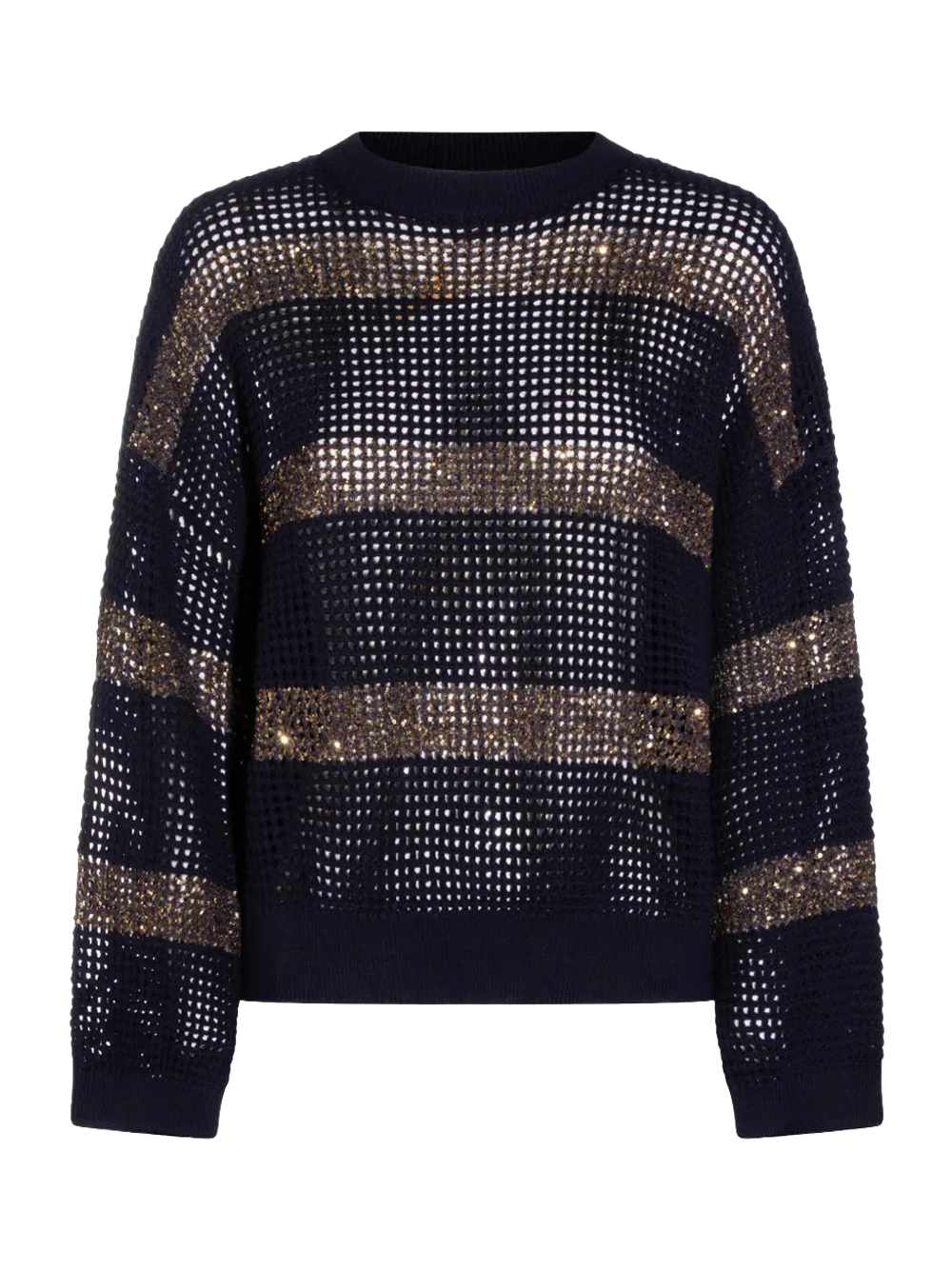 Sequin Embellished Open Knit Sweater