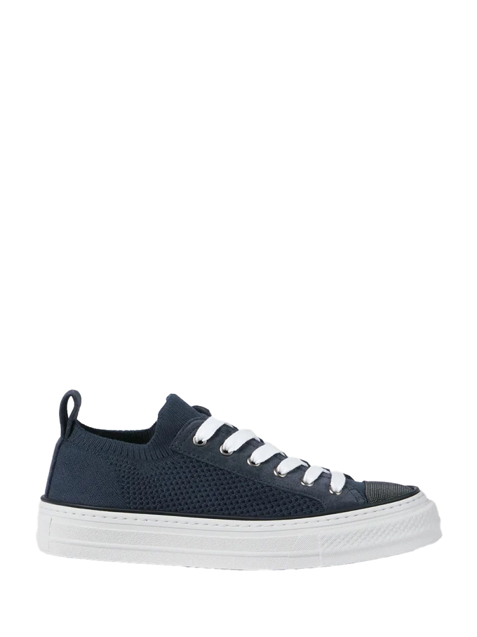 Cotton Knit Sneakers Blue