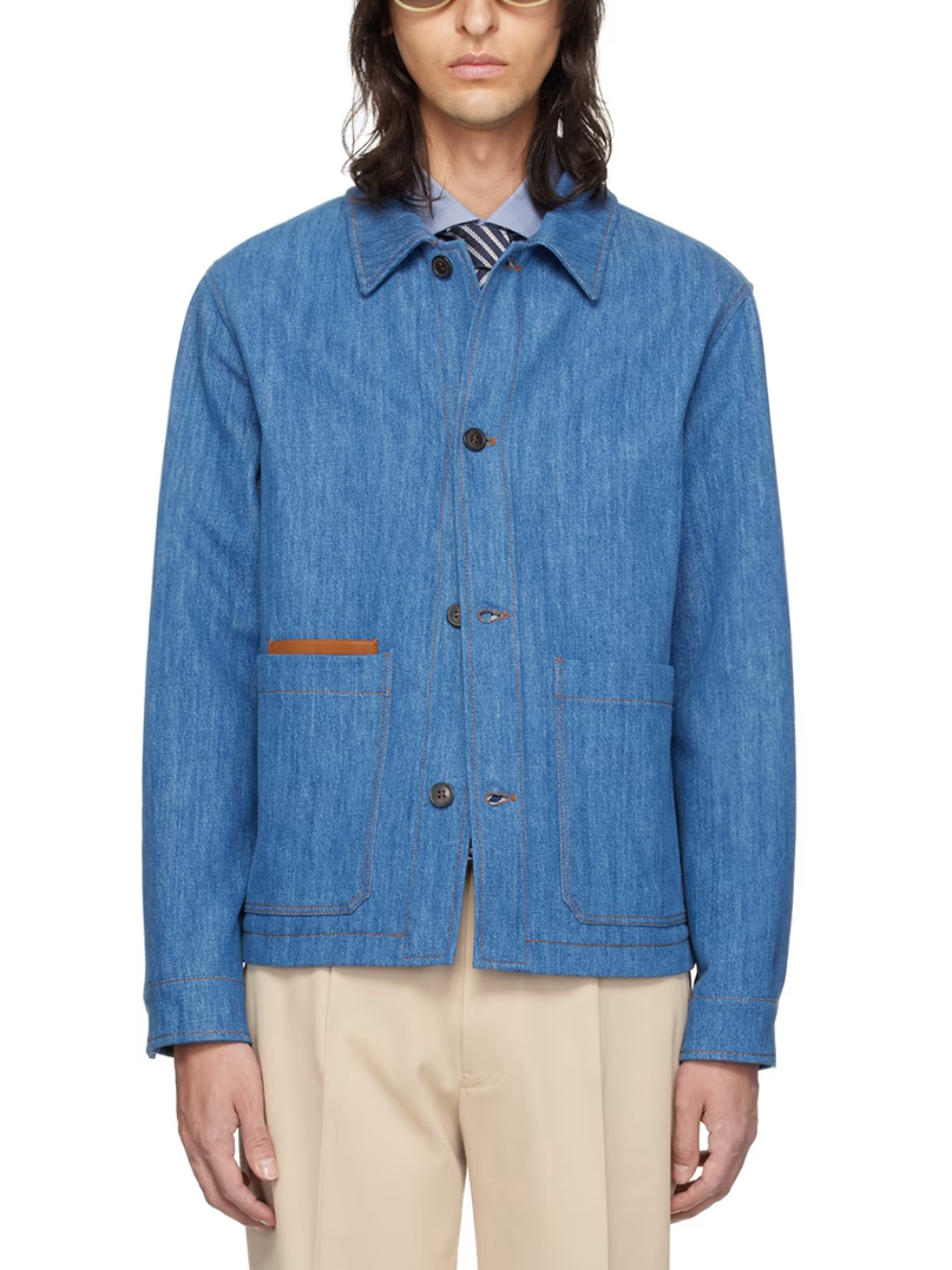 Blue Buttoned Denim Jacket Light Blue