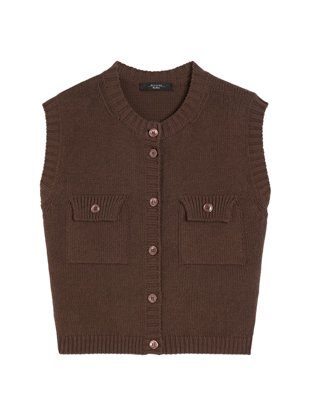 Cotton blend yarn gilet Chocolate
