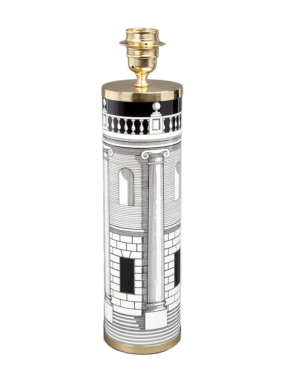 Cylindrical Printed Lamp Base Black White