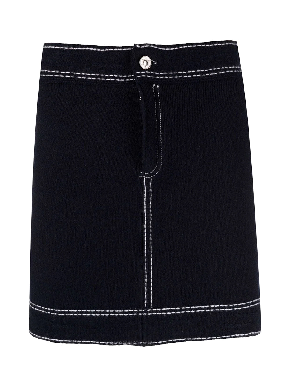 contrast stitching denim mini skirt