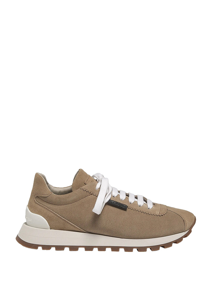 Women Suede Low-Top Sneakers Beige
