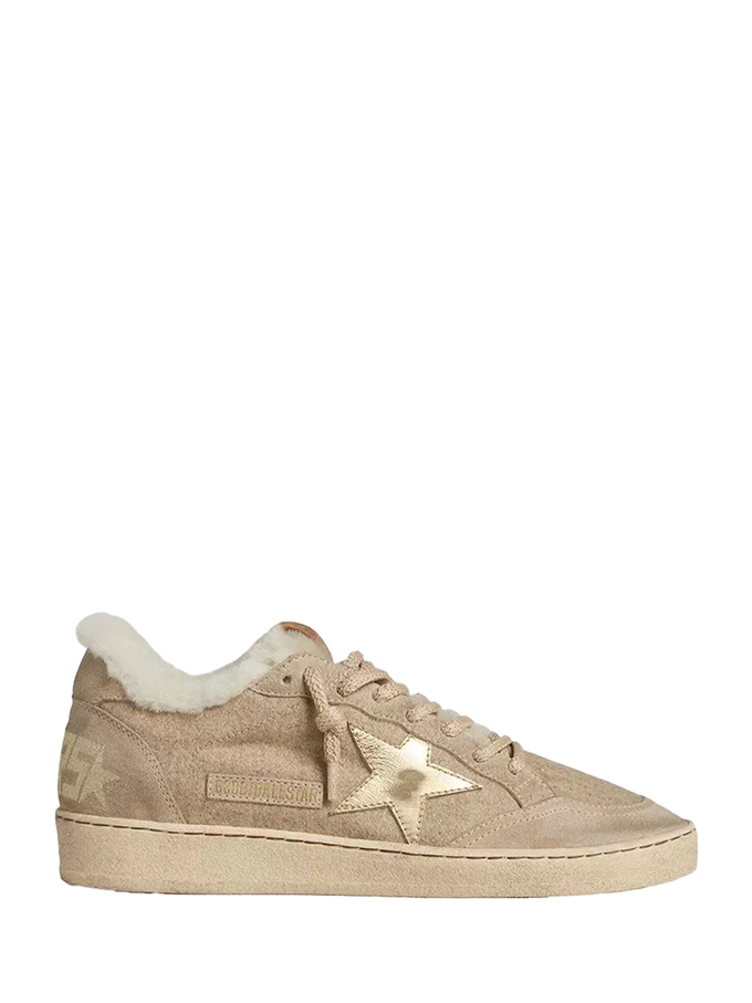 Ballstar Shearling And Suede Trainers Beige