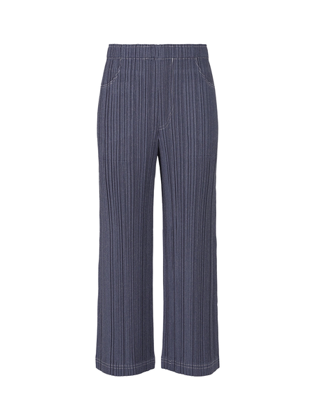 【PLEATS PLEASE】 COTTON DENIM NAVY 3 Issey Miyake Pleats Please Cotton Denim Trousers Navy