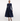Self-Portrait Knit Taffeta Midi Dress Navy