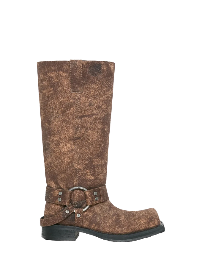 Women Denim Boots Rust Brown
