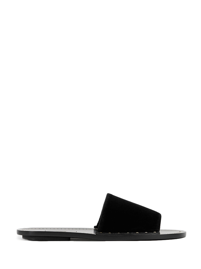 Studded Velvet Slides Black