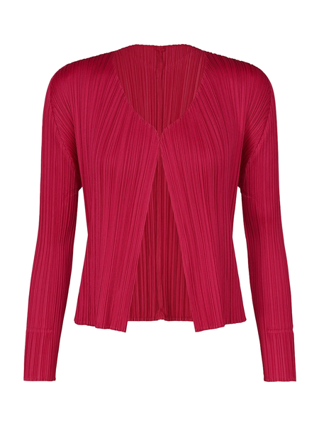 Issey Miyake Pleats Please New Colorful Basics Cardigan Carmine